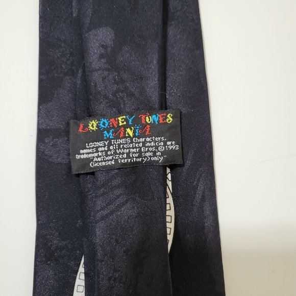 90's Looney Tunes Mania Character Print Men's Neck Tie Vintage Warner Bros. - Picture 6 of 6